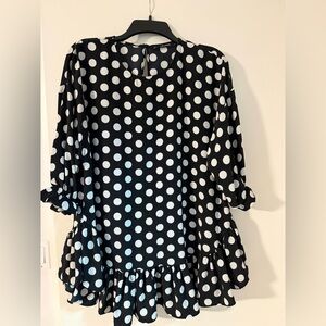 Zara Basic Black and White Polka Dot Blouse